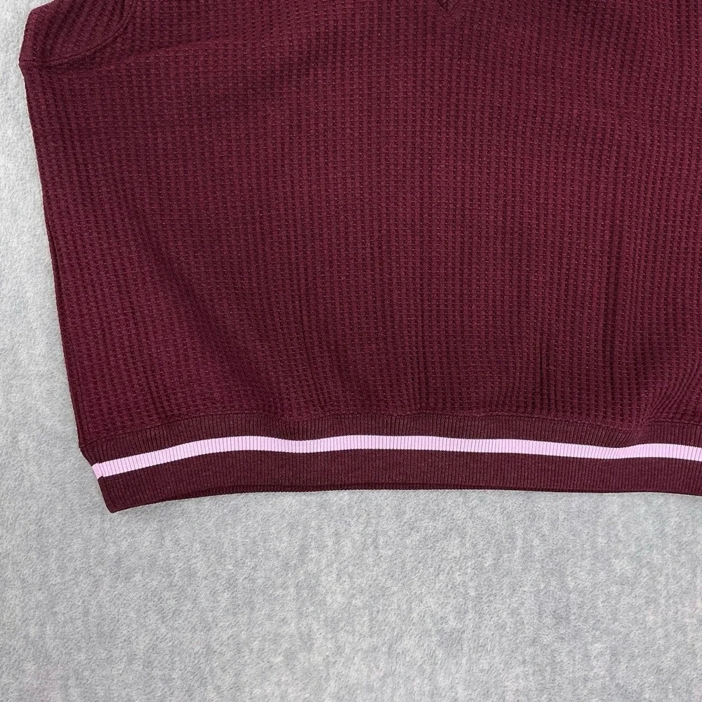 Nike Vest Women Large Burgundy‎ Sleeveless Waffle Knit Sweater M7482 Logo Preppy